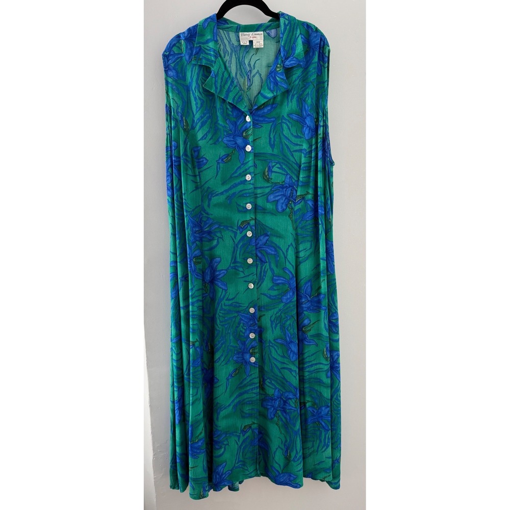 Vintage Betsy Lauren 20W Tropical Floral Rayon Maxi Dress Resort Cruise